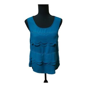 Paperwork Teal Torquoise crochet, scalloped shirt made exclusively for Stitchfix